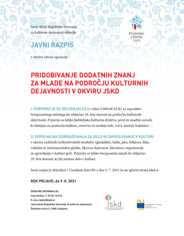 javni razpis AVGUST 2021