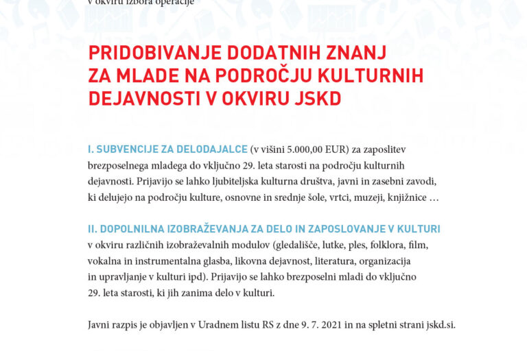 javni razpis AVGUST 2021