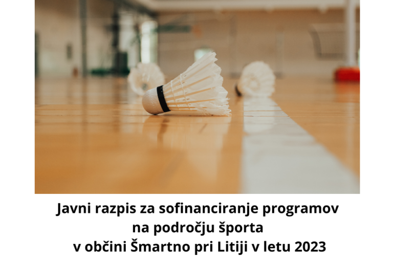 Javni razpis za sofinanciranje programov na področju športa v občini Šmartno pri Litiji v letu 2023