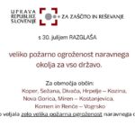 Razglas o zelo veliki požarni ogroženosti naravnega okolja
